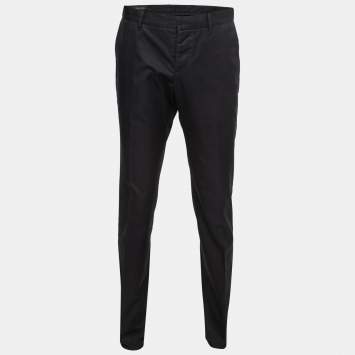 Pre Owned Gucci Navy Blue Cotton Skinny Fit Trousers XL