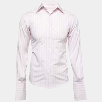 Gucci Pale Pink Striped Cotton Classic Shirt S