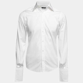 Pre Owned Gucci White Cotton French Cuff Shirt M