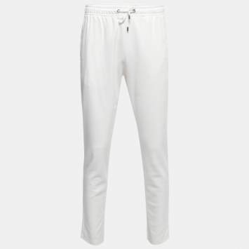 Pre Owned Gucci White Knit Bee Embroidered Pocket Detail Joggers S