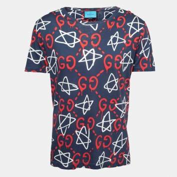 Gucci Blue Ghost GG Print Cotton T-Shirt S
