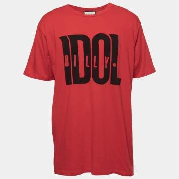 Gucci Red Billy Idol Print Cotton Oversized T-Shirt 3XL