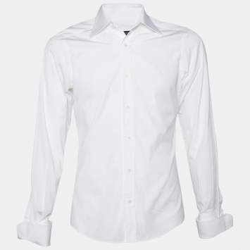 Pre Owned Gucci White Cotton French Cuff Shirt M