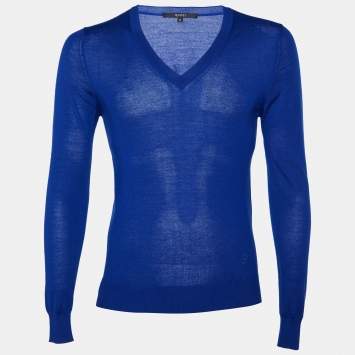 Gucci Blue Cashmere V-Neck Cardigan S