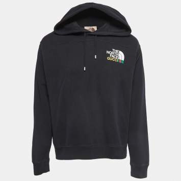 Pre Owned Gucci X North Face Black Printed Cotton Hoodie S