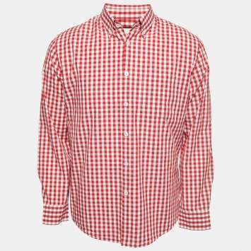 Gucci Red Checked Cotton Button Down Full Sleeve Shirt L
