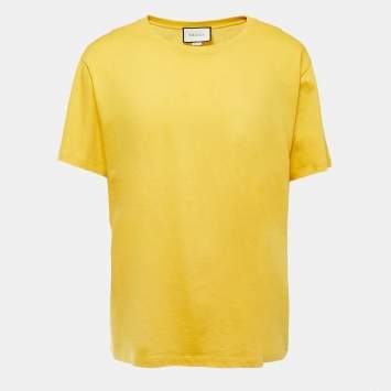 Pre Owned Gucci Yellow Distressed Cotton T-Shirt XL