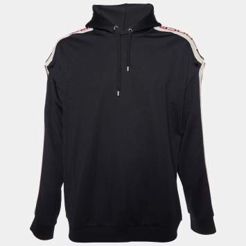 Pre Owned Gucci Black Logo Detail Jersey Knit Hoodie XXL