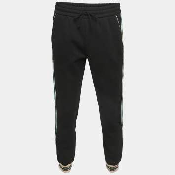Gucci Black GG Patterned Knit Side Stripe Detailed Joggers S