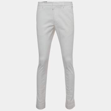 مملوكة مسب�قًا Gucci White Cotton Riding Slim Fit Trousers M