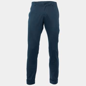 Pre Owned Gucci Midnight Blue Cotton Riding Tapered Trousers M