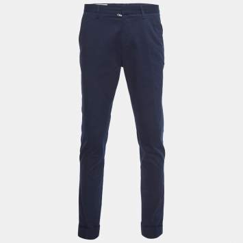 Pre Owned Gucci Navy Blue Cotton Riding Tapered Trousers M