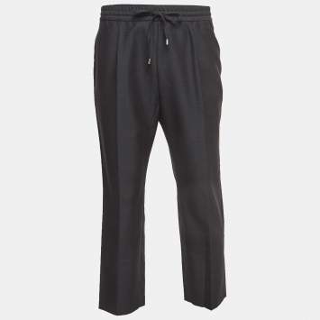 Gucci Grey Wool Drawstring Trousers XL