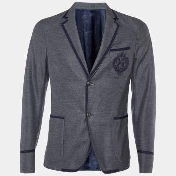 Pre Owned Gucci Grey Wool Jersey Button Front Jacket M