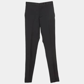 مملوكة مسبقًا Gucci Black Satin Trim Wool Blend Suit Trousers XS
