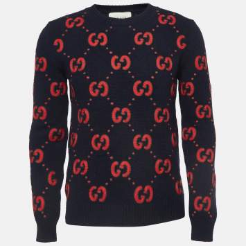 Pre Owned Gucci Blue Knit Animalium Sweater XS