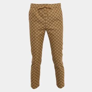 Gucci Brown GG Web Canvas Pants XS