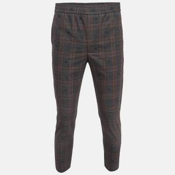 Gucci Grey Plaid Cotton Trousers XS