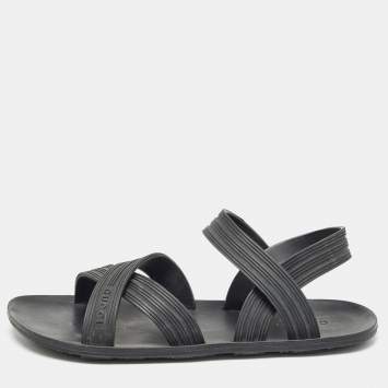 Pre Owned Gucci Black Rubber Elastic Crisscross Sandals Size 40
