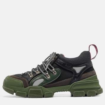 Pre Owned Gucci Multicolor Canvas and Mesh Flashtrek Sneakers Size 42