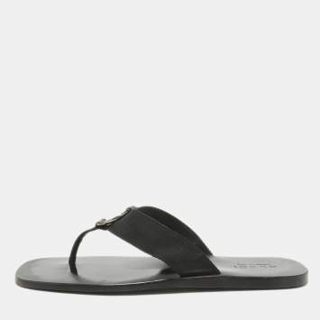 Pre Owned Gucci Black Canvas Thong Sandals Size 41.5