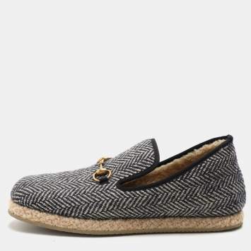 Pre Owned Gucci Blue Tweed Fria Slip On Espadrille Size 44