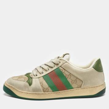 Gucci Multicolor GG Canvas and Nubuck Leather Screener Sneakers Size 41