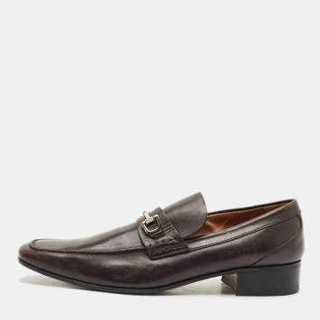 Gucci Brown Leather Horsebit Loafers Size 45