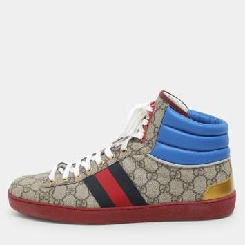 Gucci Multicolor GG Coated Canvas and Nylon Ace High Top-Sneakers Size 43