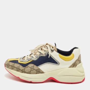 Pre Owned Gucci Multicolor GG Supreme Canvas Rhyton Sneakers Size 41