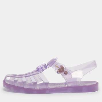 Pre Owned Gucci Purple Rubber Fishermen Flat Sandals Size 40