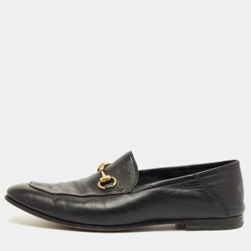 Pre Owned Gucci Black Leather Horsebit Princetown Loafers Size 42.5