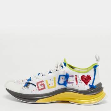 Pre Owned Gucci Lovelight Size 41 Multicolor Knit Fabric Low Top Sneakers