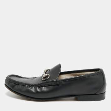 Pre Owned Gucci Horsebit Size 45 Black Leather Loafers