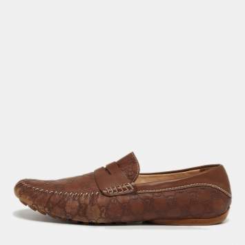 مملوكة مسبقًا Gucci Guccissima Size 44.5 Brown Leather Penny Loafers