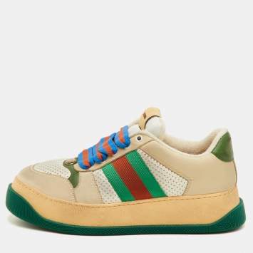 مملوكة مسبقًا Gucci Screener Size 41.5 Multicolor Canvas and Nubuck Leather Low Top Sneakers