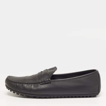 Pre Owned Gucci Diamante Size 43 Black Leather Loafers