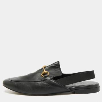 مملوكة مسبقًا حذاء لوفرز غوتشي فولدابل هورسبت جلد أسود مقاس 37