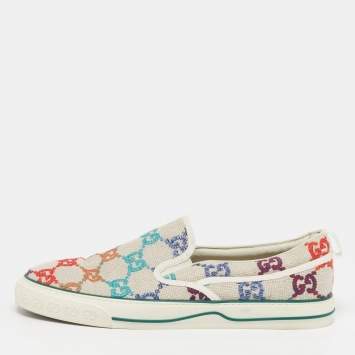 Pre Owned Gucci Tennis 1977 Size 45 Multicolor GG Canvas Low Top Sneakers