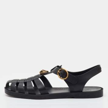 مملوكة مسبقًا Gucci Double G Size 43 Black Rubber Flat Sandals