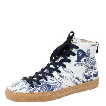 Pre Owned Gucci White/Blue Canvas Sea Storm High Top Sneakers Size 40 cm 