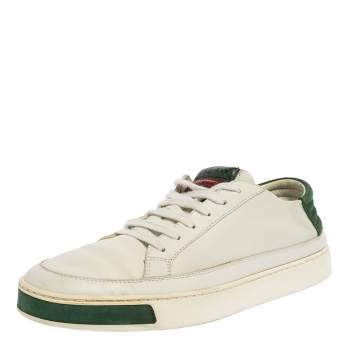 Pre Owned Gucci White Leather Low Top Sneakers Size 40.5