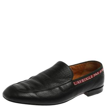 Pre Owned Gucci Black Leather L'Aveugle Par Amour Loafers Size 41