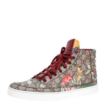 Pre Owned Gucci Multicolor Tian Printed GG Canvas High Top Sneakers Size 44