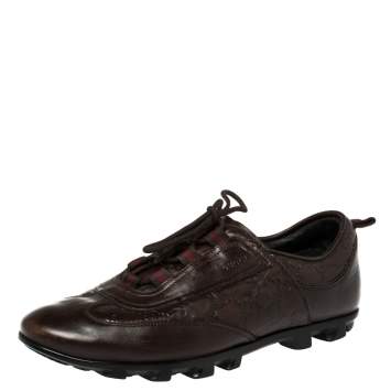 Pre Owned Gucci Brown Guccissima Leather Low Top Sneakers Size 40