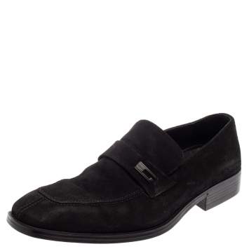 Pre Owned Gucci Black Suede Slip On Loafers Size 43 