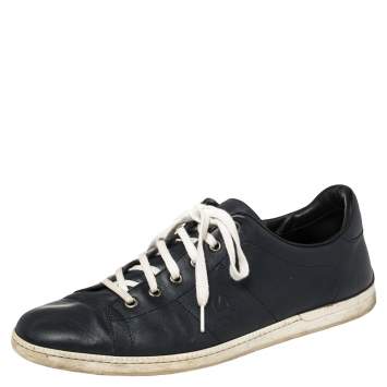 Pre Owned Gucci Blue Leather Lace Up Sneakers Size 44