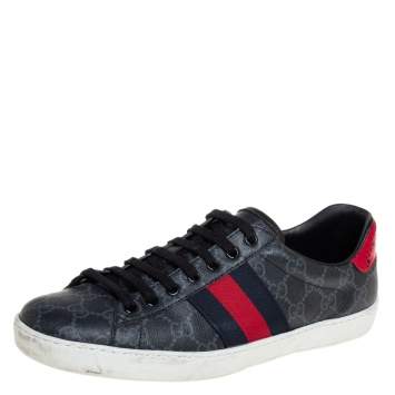 Pre Owned Gucci Grey GG Supreme Canvas Web Ace Low Top Sneakers Size 41