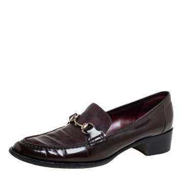 Pre Owned Gucci Brown Guccissima Leather Horsebit Slip On Loafers Size 41