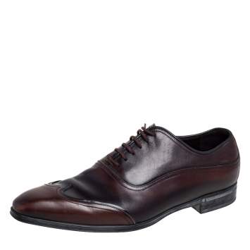 Pre Owned Gucci Ombre Brown Leather Oxford Size 41